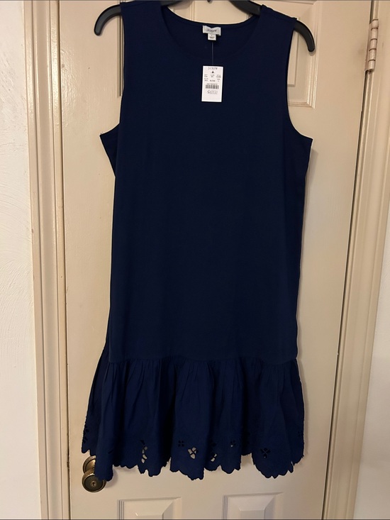 J. Crew Dresses & Skirts - J. Crew Navy Sleeveless Eyelet-Hem Casual Dress